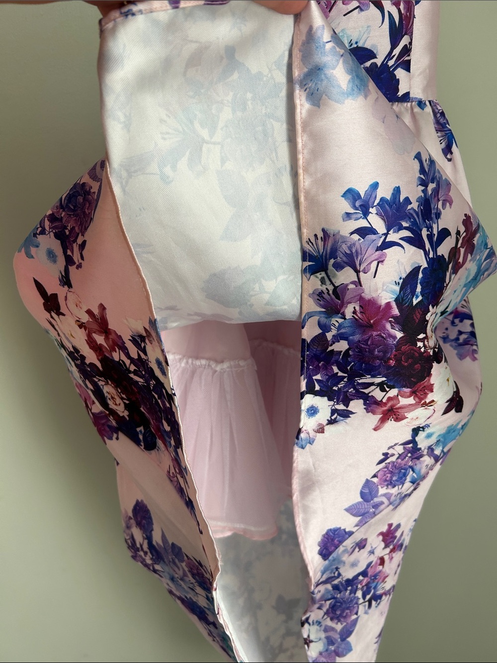 Rare Editions Pink Floral Hi-Low Spaghetti Strap Dress - Picture 6 of 7